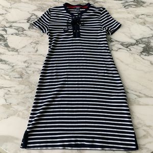 Chaps Striped Lace Up Bodycon Dress